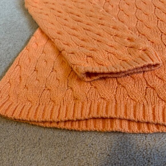 Talbots Woman's orange cable knit v-neck sweater size M NWOT - Picture 5 of 8